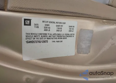 2006 Buick Lucerne Cxl z USA, uszkodzony, nr VIN 1G4HD57276U129670